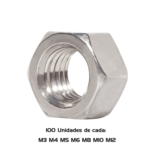 Kit Porca Sextavada M3 M4 M5 M6 M8 M10 M12 C/100 Peças Cada
