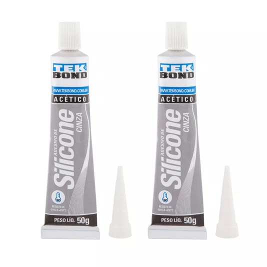 Kit Silicone de Alta Temperatura Cinza 50g Tekbond 2 Und