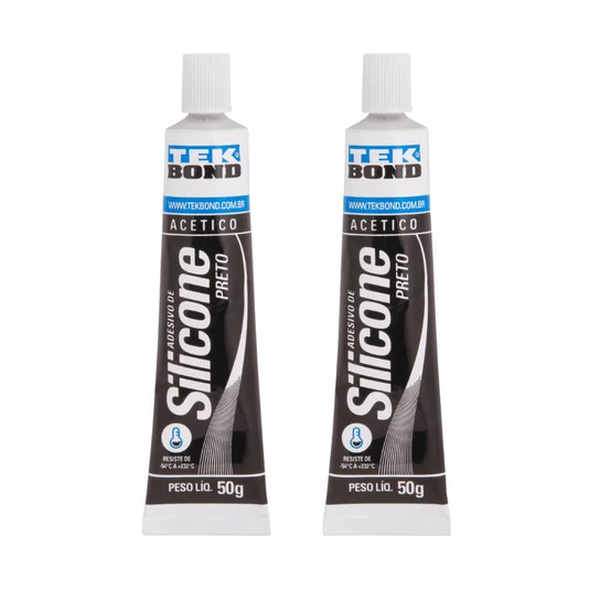 Kit Silicone de Alta Temperatura Preto 50g Tekbond 2 Und