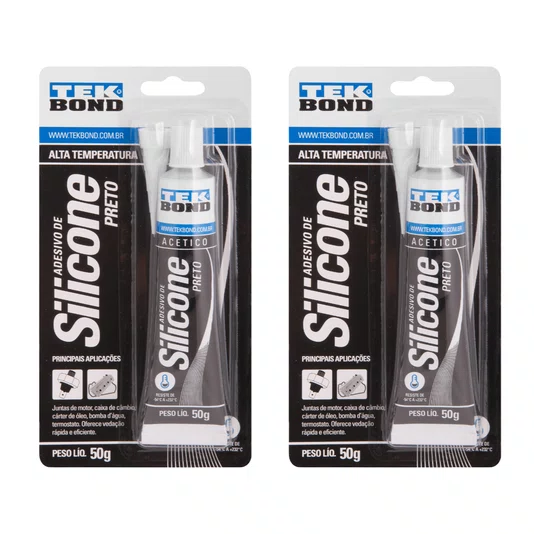 Kit Silicone de Alta Temperatura Preto 50g Tekbond 2 Und