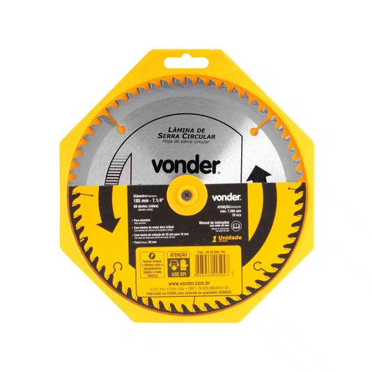 Lâmina de Serra Circular para Alumínio 185 X 20mm 60 Dentes