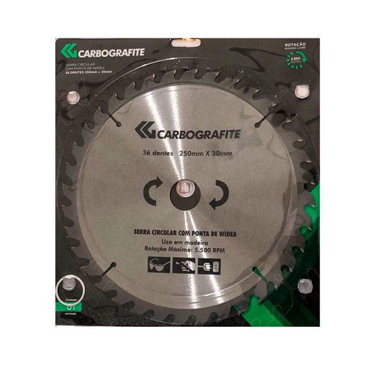 Lamina de Serra Circular para Madeira Mdf 250mm C/ 36 Dentes