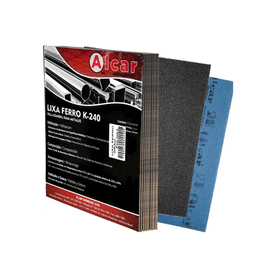 Lixa Ferro Grão 280 K240 225 X 275 Mm com 50 Folhas Alcar