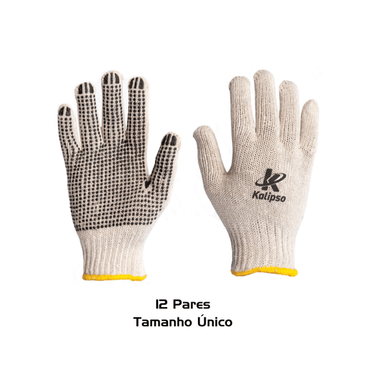Luva de Algodão Tricotada Pigmentada Branca Kalipso 12 Pares