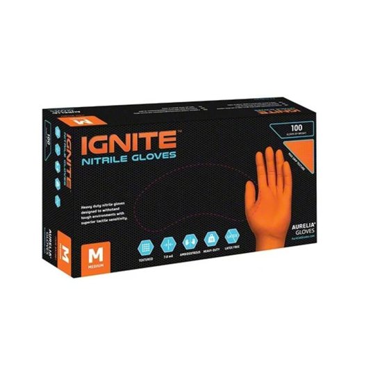 Luva Nitrilica Ignite Orange Tamanho M Resistente Supermax