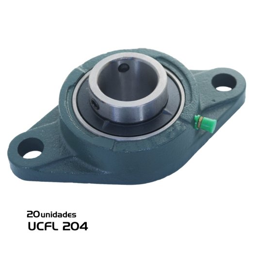 Mancal Oval Flange FL204 + Rolamento P/ Mancal UC204 20 Und