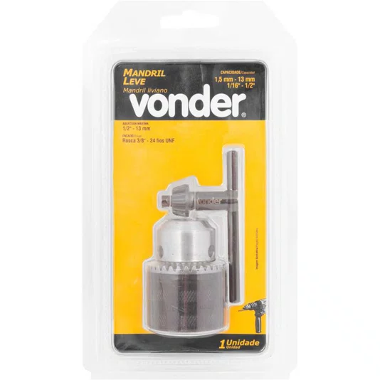 Mandril com Chave Linha Leve 13l 3/8 X 24 Fios Vonder