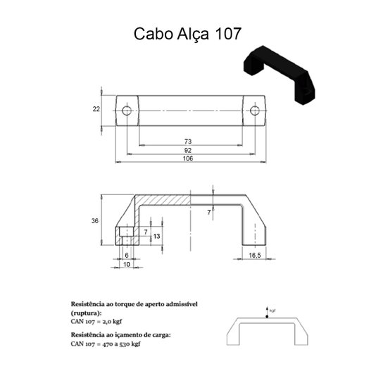 Manípulo Puxador Alça Cabo Nylon 107