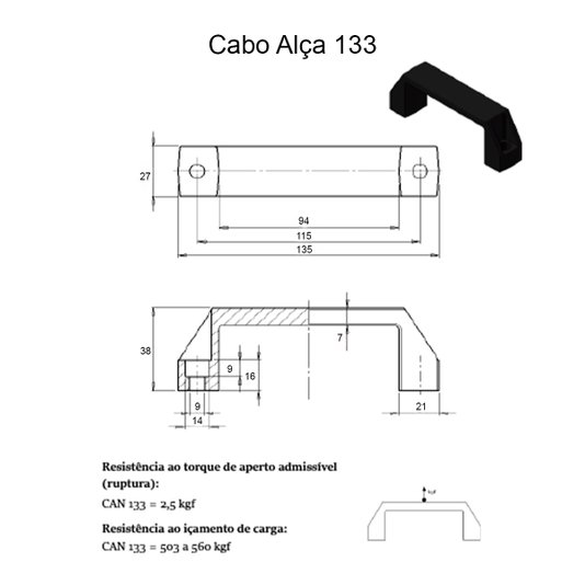 Manípulo Puxador Alça Cabo Nylon 133