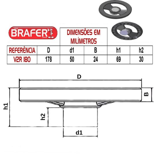 Volante V2r Para Máquinas 180mm C/ Cabo Giratório