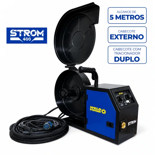 Máquina de Solda Mig Strom 400 Trifásica com Cabeçote Weld Vision