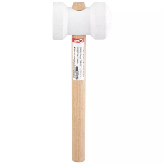 Martelo de Borracha Branco com Cabo de Madeira 60mm Nove54