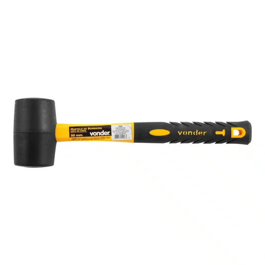 Martelo de Borracha Preto com Cabo de Fibra 50mm Vonder
