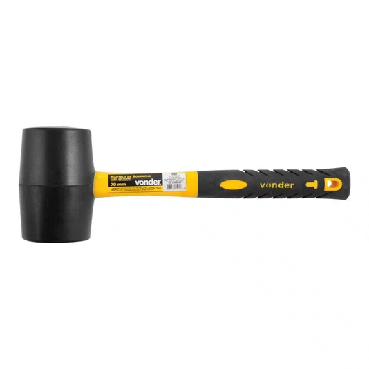 Martelo de Borracha Preto com Cabo de Fibra 70mm Vonder
