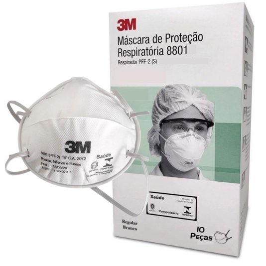 Mascara 3M PFF2 8801 Concha Branca S/ Valvula 10 Unidade