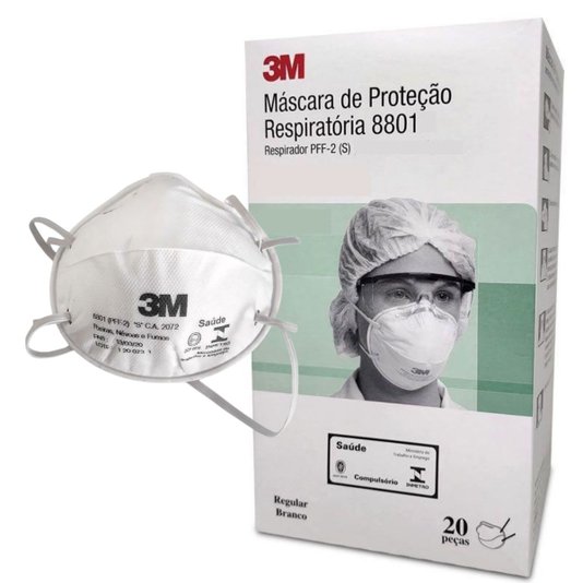 Mascara 3M PFF2 8801 Concha Branca S/ Valvula 20 Unidade