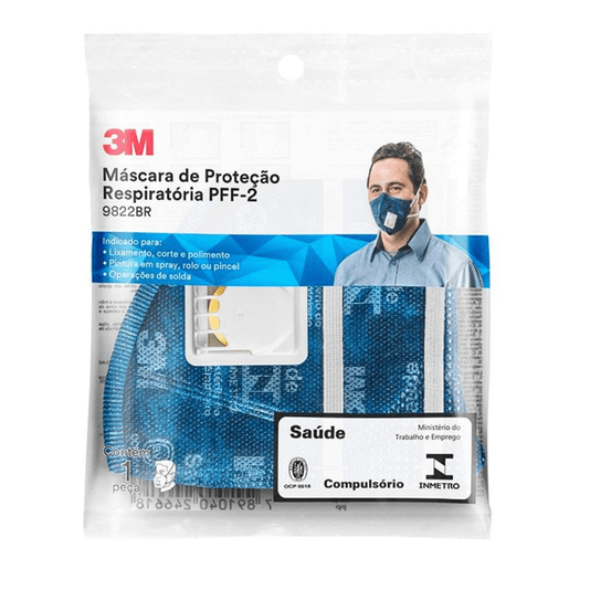 Mascara Respirador 3M 9822 PFF2 Com Valvula Dobravel 25 Und