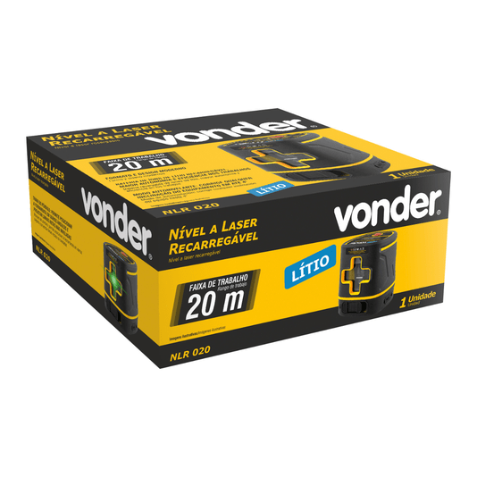 Nivel a Laser 2 Linhas Luz Verde 20m Recarregável Vonder