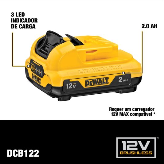 Parafusadeira e Furadeira 12v com 2 Baterias e Bolsa Dewalt