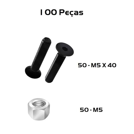 Parafuso Allen Chata M5 x 40 ComPorca Sextavada M5 50Und