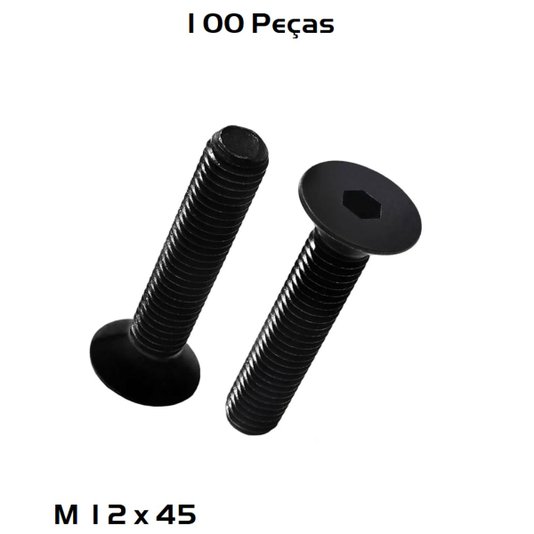 Parafuso Allen M 12 x 45 Cabeça Chata 100 Unidade