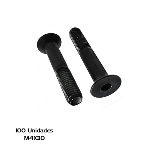 Parafuso Allen M 4 x 30 Cabeça Chata 100 Unidade Rosca Parcial