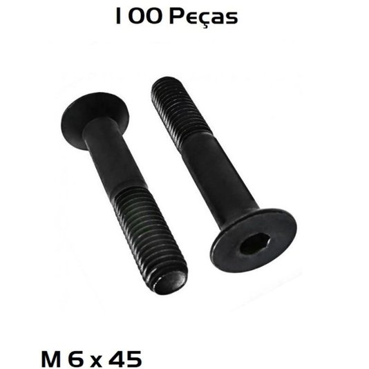 Parafuso Allen M 6 x 45 Cabeça Chata 100 Unidade