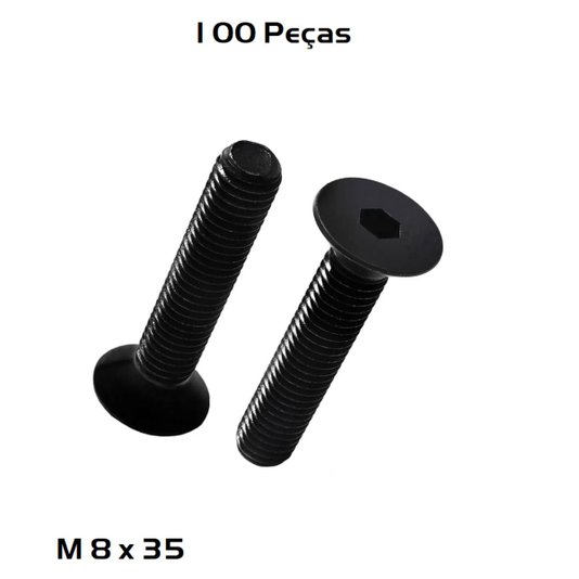 Parafuso Allen M 8 x 35 Cabeça Chata 100 Unidade