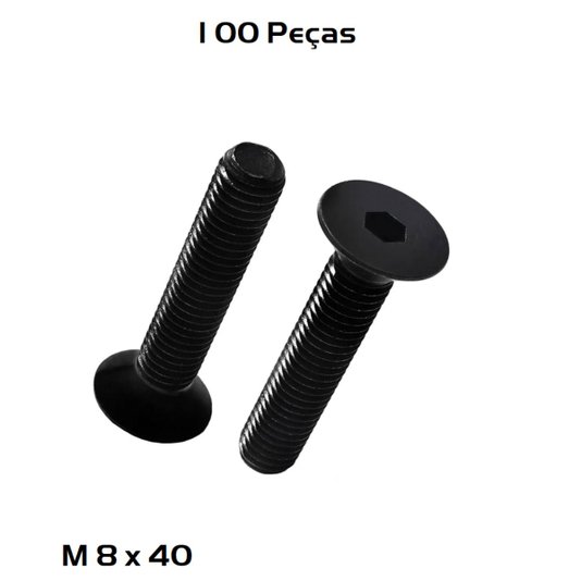 Parafuso Allen M 8 x 40 Cabeça Chata 100 Unidade