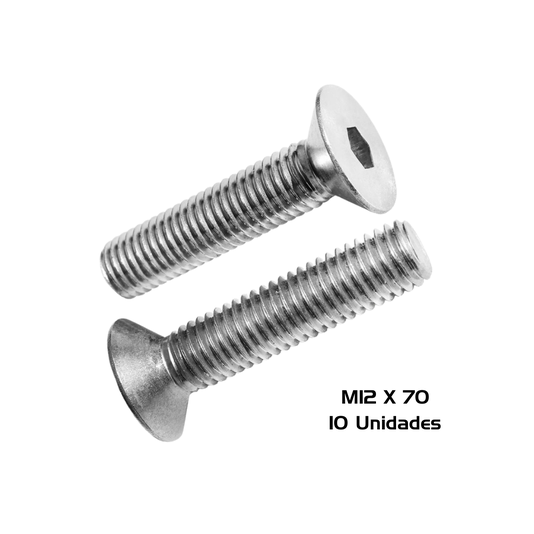 Parafuso Inox Allen Cabeça Chata M12 X 70 10 Unidade