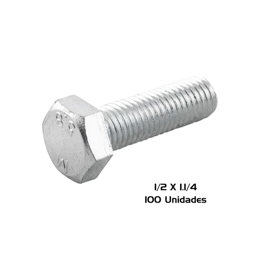 Parafuso Sextavado 1/2X1.1/4 Rosca Inteira Zincado 100 Und