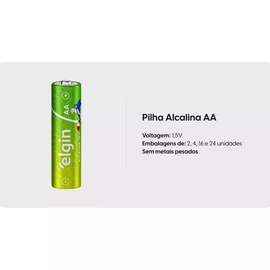 Pilha Aa Alcalina 1,5v com 2 Unidades Elgin