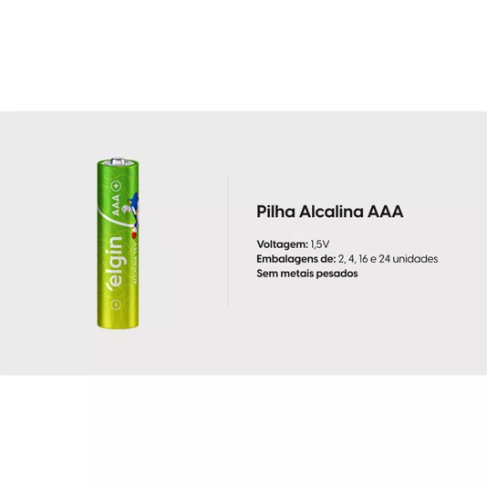 Pilha Aaa Alcalina Palito 1,5v com 4 Unidades Elgin