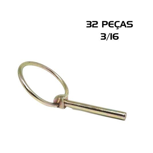 Pino Quebra Dedo 3/16 Trava c/ Argola Fixar 32 Unidade