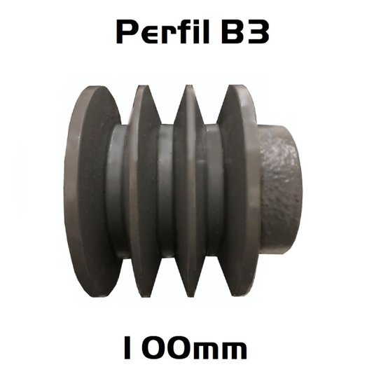 Polia Ferro Fundido 100mm C/ 3 Canais Perfil B 100b3