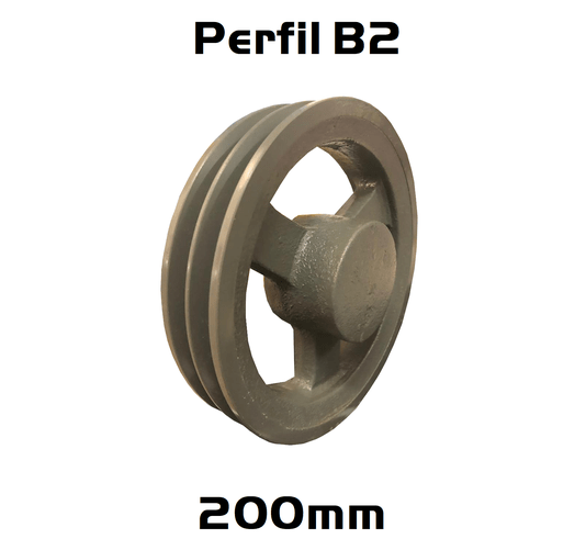 Polia Ferro Fundido 200mm C/ 2 Canais Perfil B 200b2
