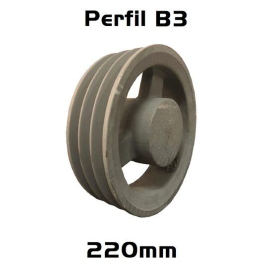 Polia Ferro Fundido 220mm C/ 3 Canais Perfil B 220b3