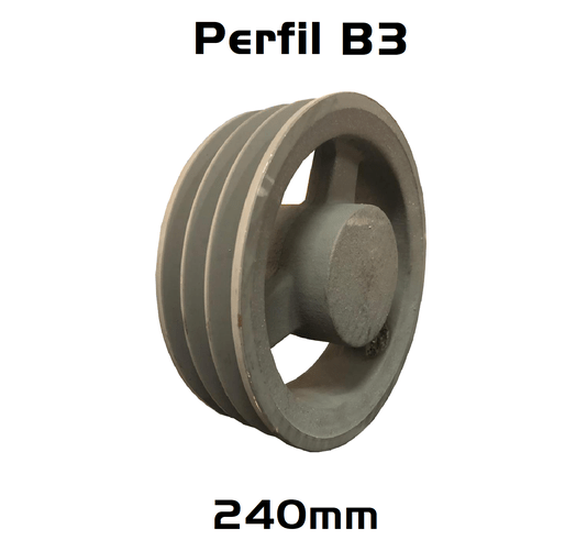 Polia Ferro Fundido 240mm C/ 3 Canais Perfil B 240b3