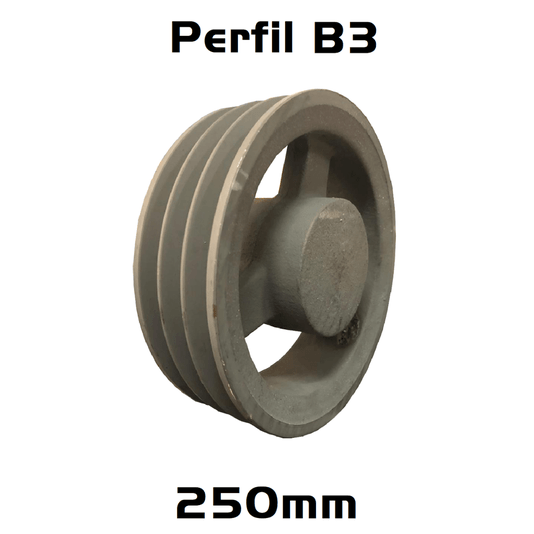 Polia Ferro Fundido 250mm C/ 3 Canais Perfil B 250b3