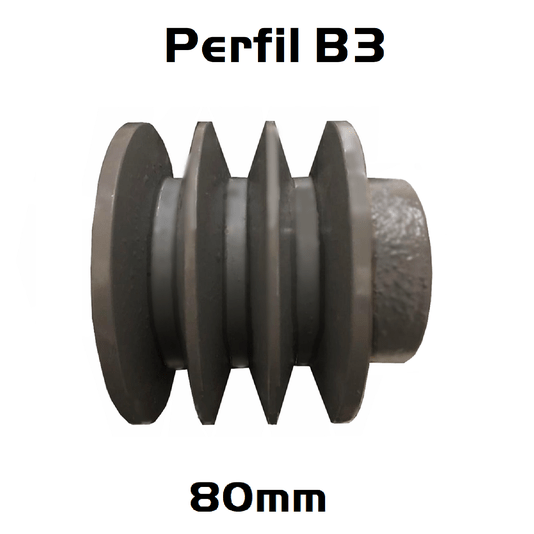 Polia Ferro Fundido 80mm C/ 3 Canais Perfil B 80b3