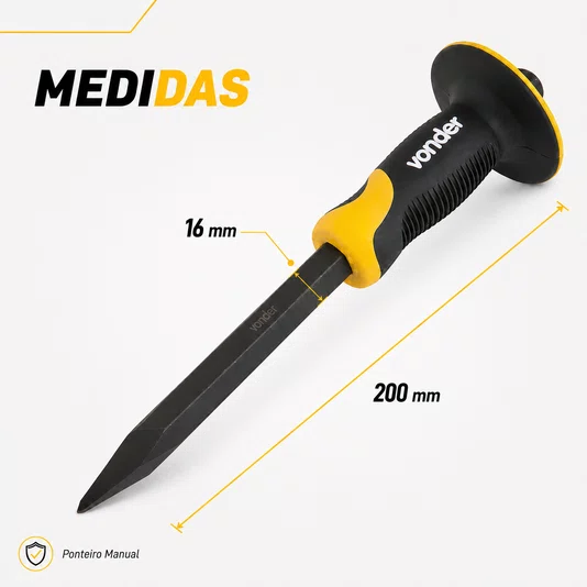 Ponteiro Manual com Empunhadura 16mm X 200mm Vonder