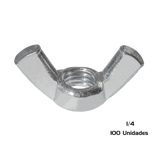 Porca Borboleta 1/4 Rosca Grossa 20UNC Zincada 100 Und
