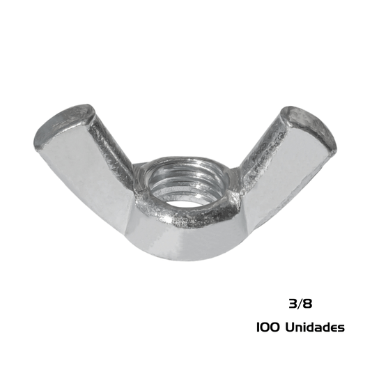 Porca Borboleta 3/8 Inox 16 Unc Polegadas 100 Unidade