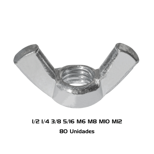 Porca Borboleta Inox 1/2 1/4 3/8 5/16 M6 M8 M10 M12 - 80 Und