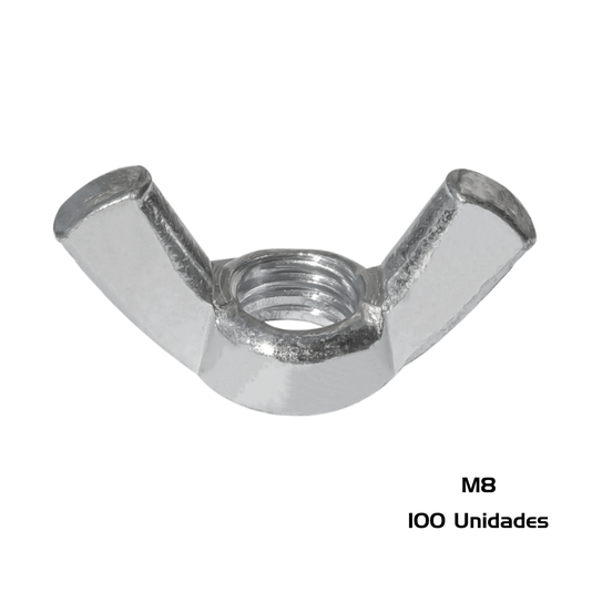 Porca Borboleta M8 Inox MA 1.25 Milimetros 100 Unidade