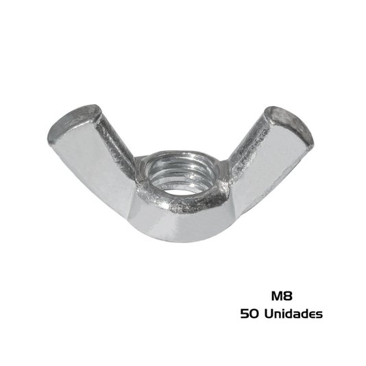 Porca Borboleta M8 Rosca Grossa MA 1.25 Zincada 50 Unidade
