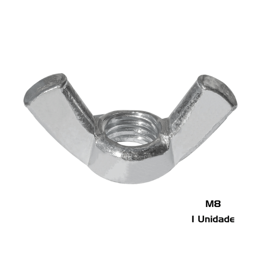 Porca Borboleta M8 Rosca Grossa Ma 1.25 Zincada