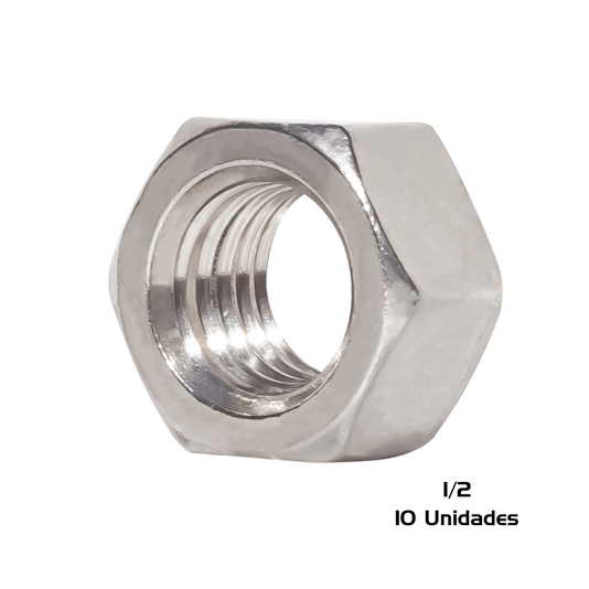 Porca Sextavada 1/2 Inox 13 UNC Polegadas 10 Unidade