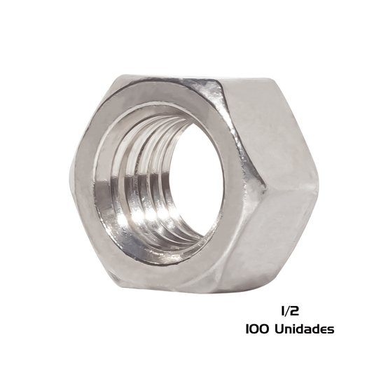 Porca Sextavada 1/2 Inox 13 UNC Polegadas 100 Unidade