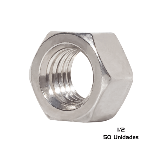 Porca Sextavada 1/2 Inox 13 UNC Polegadas 50 Unidade
